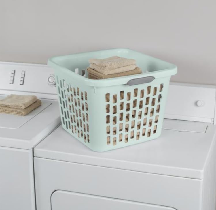 Sterilite 1.5 Bushel Square Laundry Basket Mindful Mint Comfort Grip Handles