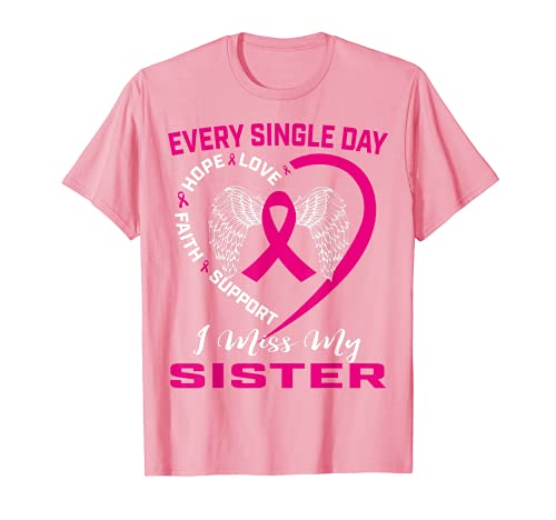 Pink Ribbon For Sister Cancer Awareness Wings Graphic Camiseta