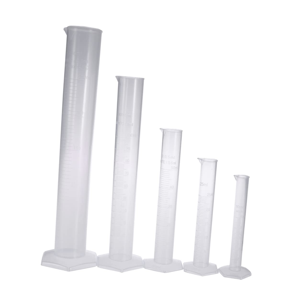 NAMOARLY 5pcs Graduated Measuring Cylinder Transparent Measuring Tube Cylinder Kit Hydrometer Lab Cylinders Laboratory Measuring Cylinder Test Measuring Tubes Graduated Cylinder