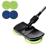 Kabelloser elektrischer Mop, 2 in 1 Bodenschrubber mit wiederaufladbarem Akku, drehbarer Hartholzreiniger, inklusive 2 Mikrofaser-Pads und 2 Polierpads für einfache Reinigung