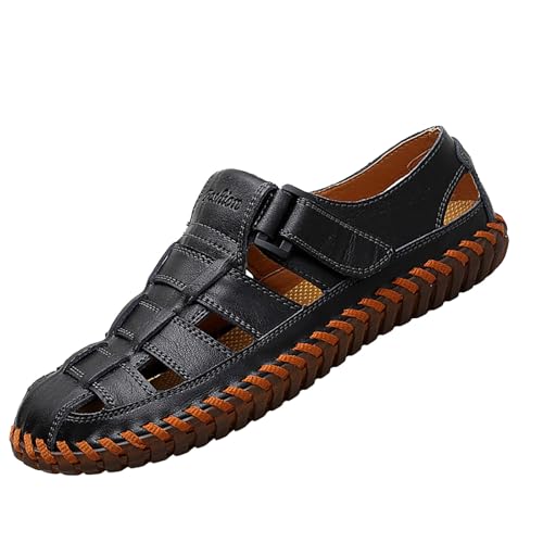 Sandalen Herren Sommer Leder Strandsandalen Geschlossene Zehe Barfußsandalen Reisen Urlaub Freizeitsandalen Leichte Sommerschuhe Rutschfesten Outdoorsandalen Dawdle On Bequeme Fahrsandalen thumbnail