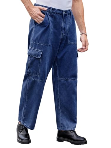 Image of TAGAS Men Loose Fit Men's Flip Pocket Cargo Pant|Man Stylish Cotton Loose Fit Denim Jeans || Multi-Pocket Styling || Perfect for Casual Fashion || Comfortable Classic Men's Outerwear (MDJ-33)