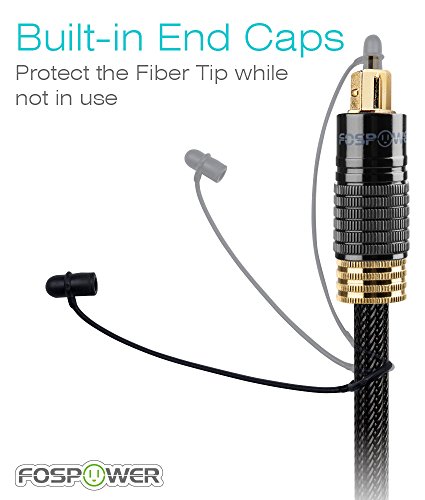 FosPower Cable toslink (3m), Cable óptico de Audio Digital Toslink (S/PDIF) - 24K Gold Plated - Conector de Metal y Nylon Trenzado Jacket (3 Metros / 10 Feet)