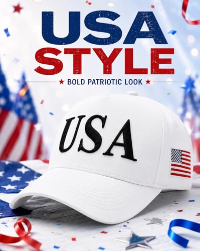 Image of USA Flag Hat for Men Women - 3D Embroidered Patriotic Baseball Cap, 4th of July, 250th