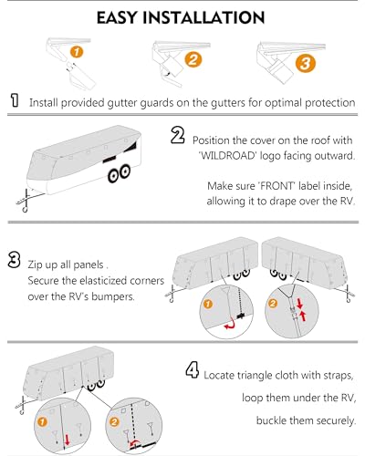 KIMORE Capa de trailer de viagem, capa de trailer à prova de vento com painel superior anti-UV de 6