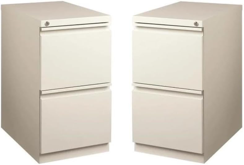 Home Square Mobile Pedestal 2-Drawer Filing Cabinet Set in Light Gray (Set of 2)