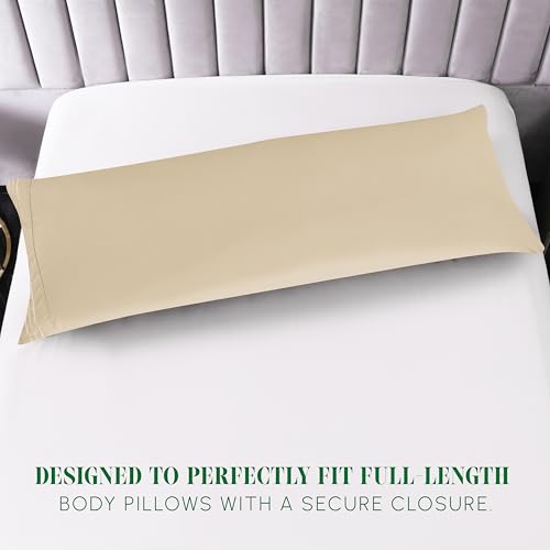 Image of Elegant Comfort Luxury Ultra-Soft 1-Piece Body Pillowcase - 1500 Premium Hotel Quality Microfiber Double Brushed - Wrinkle Resistant, Body Pillowcase Size, Cream