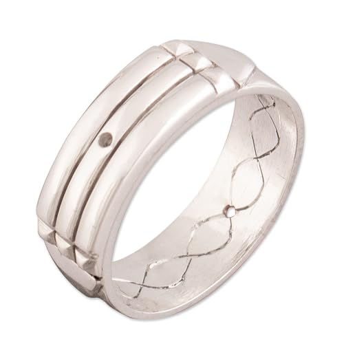 NOVICA .925 Sterling Silver Geometric Band Ring, Atlantis Power' (6)