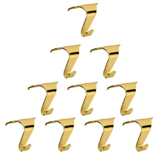 Image of SISI UK Brass Plated Picture Rail Hanging Moulding Hooks 38mm Heavy Duty Dado Picture Rail Hooks for Arts & Photos Pack of 10