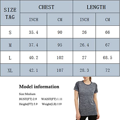 Apwkl Women's Short Sleeve Workout Shirts Athletic Seamless Yoga T-Shirt Tops Loose Fit Quick Dry Gym Crew Neck Tee（Black,M #TOP4