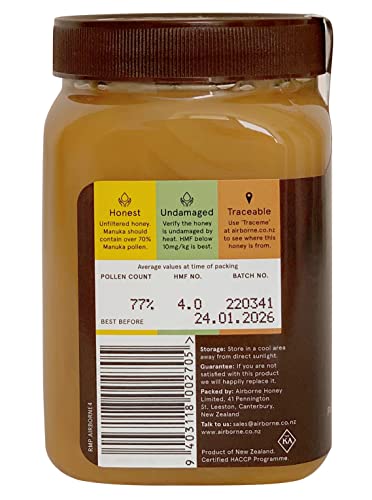 Airborne Manuka Honey Monofloral 70+, 100% Pure New Zealand Honey. Certified. Guaranteed. RAW. Non-GMO (17.85 oz) - Thumbnail 6