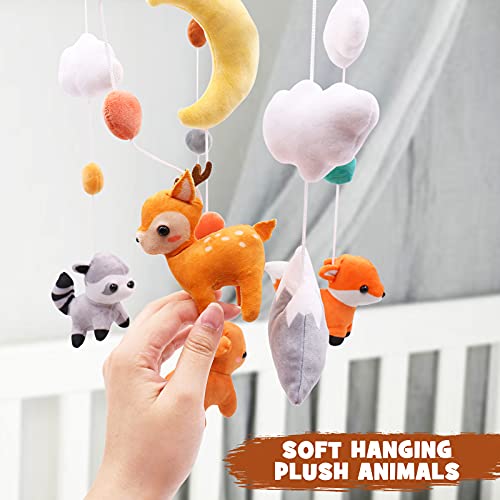 Woodland Baby Mobile Rustic Fox Deer Bear Mountains Nursery Crib Rustic Forest Wilderness Decor No Holder Soft Hanging Plush Animals For Boys Girls Bedroom Cot Cabin Baby #TOP2