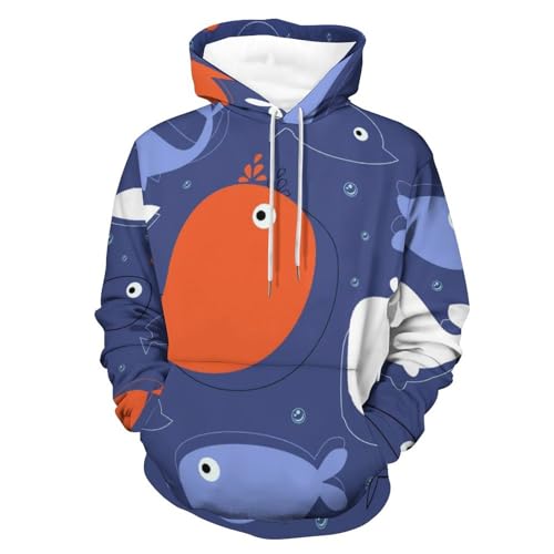 Sweat à capuche baleine pour stopper le froid, pull doux à manches longues homme femme taille S