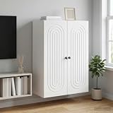 HPUYRFG Armadio da parete bianco 66 x 34,5 x 90 cm in legno con ante