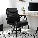 NEO CHAIR Office Desk Chair Executive Computer Ergonomic PU Leather Mid-Back Gaming Chair with Wheels Adjustable Flip-up Armrest Swivel for Home Bedroom Study (Jet Black) - Image 2