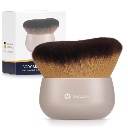 KINGMAS Extra Large Body Makeup Brush For Self Tanner, Leg Makeup & Bronzer Blend, 76mm Kabuki Brush, Oval Face & Back Makeup Brush, Wet & Dry Use