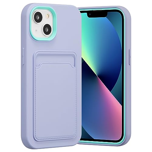 ZCDAYE Case for iPhone 13, Soft Silicone Phone Case with Card Holder, Silky Touch Slim Protective Phone Cover for iPhone 13 (6.1 inch), Purple