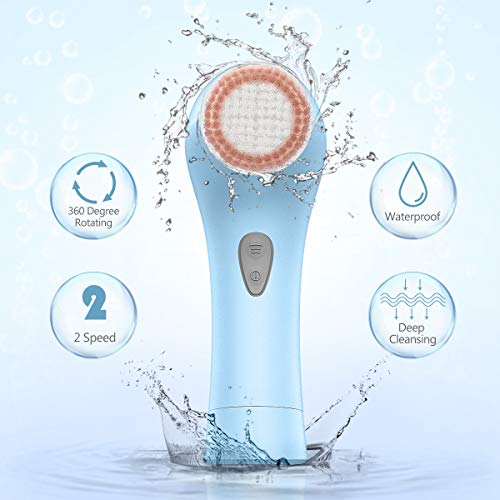 Facial Cleansing Brush [Newest 2020], ETEREAUTY Waterproof Face Spin Brush with 7 Brush Heads for Deep Cleansing, Gentle Exfoliating, Massaging - Thumbnail 5