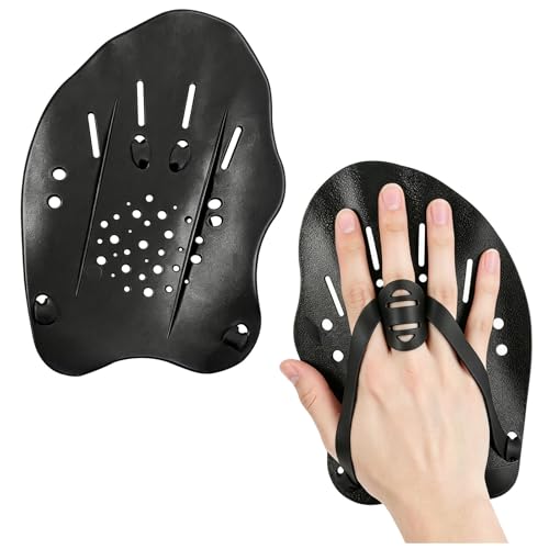 Chuanhylis 1 Paire Plaquette Natation, 14x19cm Pagaies à Main de Natation, Swimming Paddles avec Sangles Réglables pour Musculation, Piscine, Les Nageurs, Débutants et Expérimentés