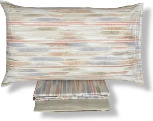 Bassetti Completo Lenzuola Matrimoniale in Cotone con 4 Federe 50x80 – Lenzuolo Superiore 240x280, Lenzuolo con Angoli 175x200, Set Letto Due Piazze - Upright Beige