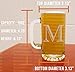 Etched Monogram 16oz Glass Beer Mug (Letter M), A-Z Customized Beer Gifts for Men, Father's Day, Personalized Beer Glasses, Custom Engraved Birthday Gifts for Him, Initial, Name, Husband Dad