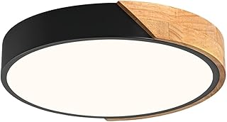 Vikaey Modern LED Ceiling Light, Minimalist Wood Flush Mount Ceiling Light Fixture, 4000K Not