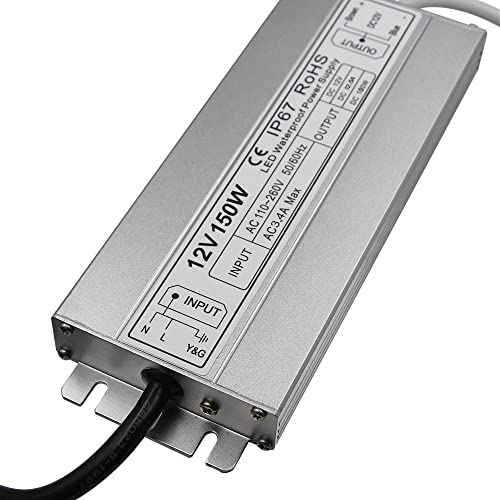 Led Driver Waterproof Ip67 Power Supply 150W 12V Dc 12.5A Transformer Thinner And Durable With Us 3-Prong Plug Plate For Outdoor Use #TOP3