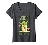 Womens Star Wars Valentine's Day Yoda One For Me V-Neck T-Shirt