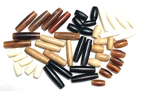Dangerous Threads Genuine Hairpipe Bone Bonanza Mix: White, Antique Stained, Black, Golden Amber, 1 and 1 2 , 48 Pieces