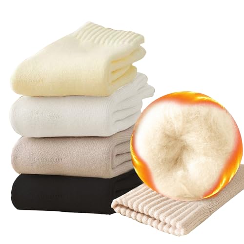 Image of Women's Warm Thick Socks Thermal Plush Winter Casual Cotton Cozy Socks Perfect Gifts for Women