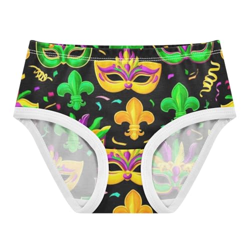 Mardi Gras Masks Green Gold Little Girl Panties Girls Underwear Toddler Cotton Cartoon Kids Briefs Undies 2t