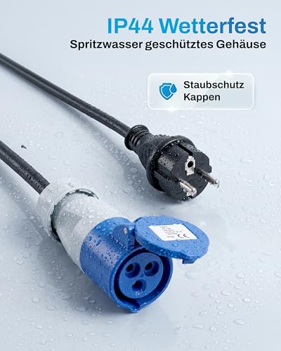 feletec CEE Adapter Schuko Stecker auf CEE Kupplung, 35cm Camping Kabel, IP44 Camping Verlängerungskabel, H07RN-F 3G2… – Ansicht 6