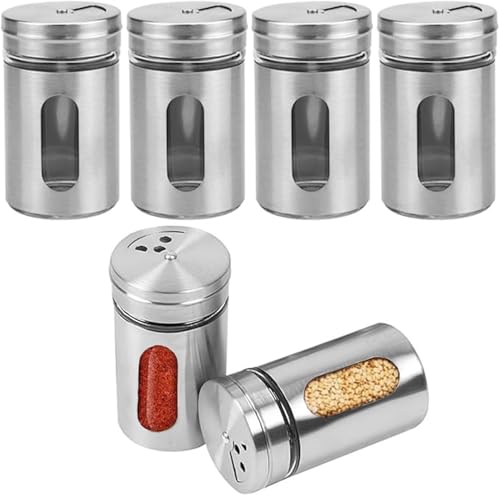 UQMIQURA Lot de 6 pots à épices avec couvercle à vis, petites boîtes à épices, récipients à épices de 80 ml, ensemble de pots à épices en verre,...
