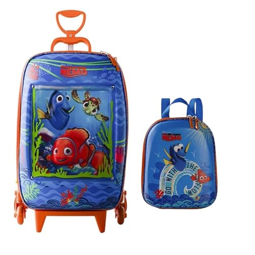 KIT MOCHILA COM RODAS + MOCHILA DE COSTAS PROCURANDO NEMO