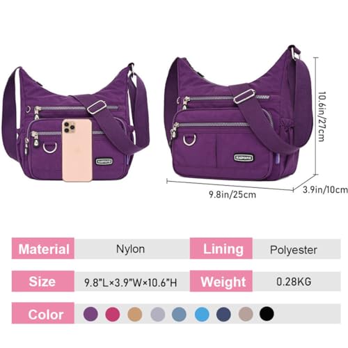 Crossbody Bag for Women Multi Pocket Shoulder Handbags Purse Waterproof Nylon Messenger Bag Ladies Travel Bag2
