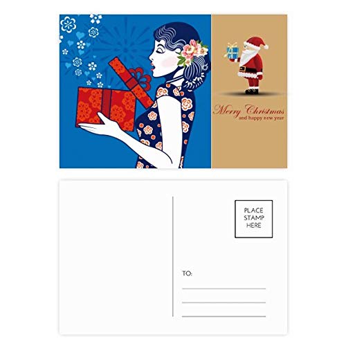 Cartes postales femme chinoise culture bleue pour réinventer vos vœux de Noël en lot de 20