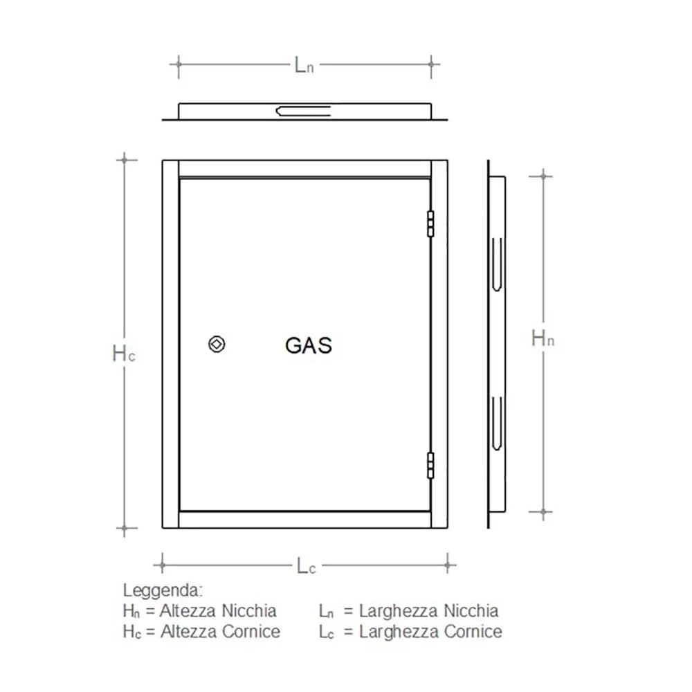 AFLEX Sportello Ispezione Porta Zincata Sportello Contatore Gas Cornice 20 Mm Sportello Ispezione Gas Telaio 0,8 Mm Profondità 25 Mm Lc30 Hc40 Ln26 Hn36 cm