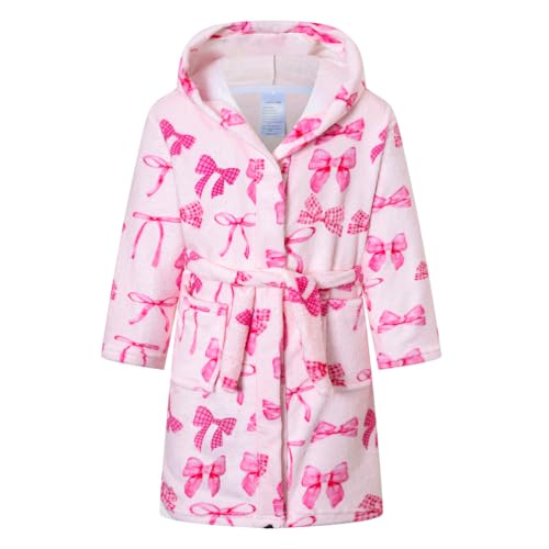 Image of Boys Girls Bathrobes,Toddler Boy Girl Robes,Children's Plush Soft Coral Fleece Hooded Pajamas Sleepwear for Kids
