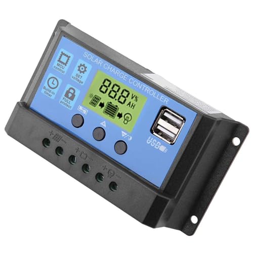 Solar Laderegler PWM 12V/24V Dual USB mit LCD Anzeige für Solarpanel und Batterieregler (20A)