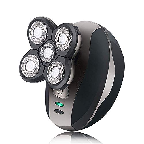 Afeitadora de cabeza para hombres calvos 5d afeitadora rotativa eléctrica seca y húmeda para hombres, afeitadora impermeable con 5 cabezales flotantes para recortador de barba afeitadora de cabeza