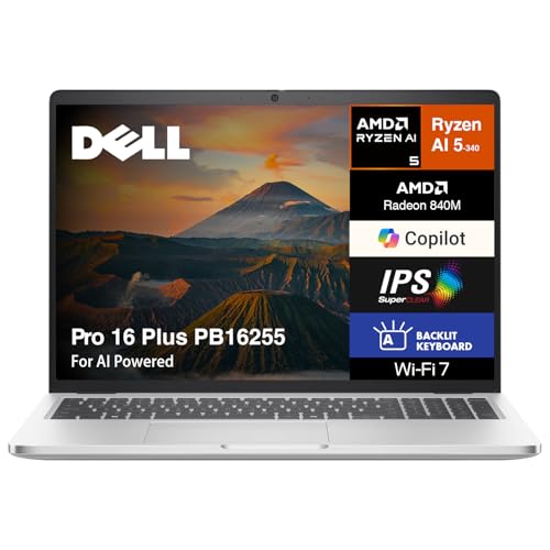 Dell Pro 16 Plus PB16255 AI Powered Laptop 16.0' WUXGA (AMD Ryzen AI 5 340, 16GB LPDDR5X, 512GB SSD, AMD Radeon 840M, Win 11 Pro)