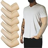 12 Pieces Full Arm Tattoo Cover up Sleeve for Men Women Tattoo Cooling Sleeve to Cover Arm Tattoo Uv Sun Protection Athletic Compression for Summer Outdoor (Nude Color)