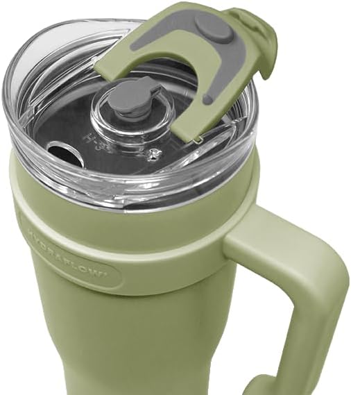 HYDRAFLOW Re-Steel Capri Water Bottle: 40oz Triple Wall Vacuum Insulated, Recycled Stainless Steel, Leak Proof, BPA-Free, w/Flip Straw – Perfect for Sports, Travel and Hydration - Harmony Leaf - Image 2