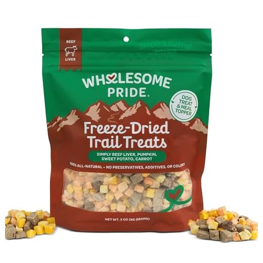 Wholesome Pride Freeze-Dried Trail Treats for Dogs, Beef Liver with Fruits & Vegetables, Limited Ingredient, Made Without Grain, Training Reward or Topper, 3 oz