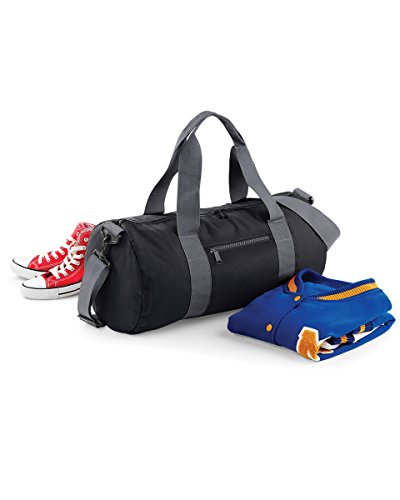Bagbase Varsity Barrel Bag Colour=Black/Grey Size=O/S(Size: Amazon)