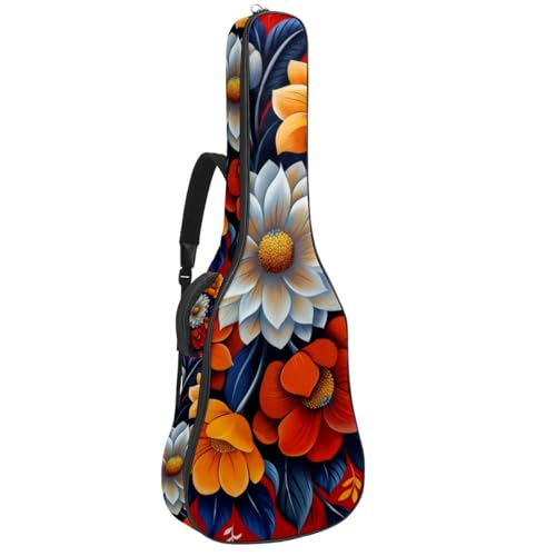 Sac de transport pour guitare durable et multicolore au motif fleuri