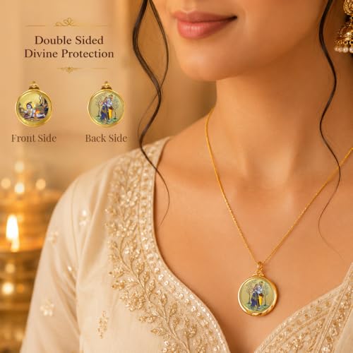 Image of DIVINITI 24K Gold Plated Double-Sided Religious Pendant with Premium Gift Box, Spiritual Locket for Men & Women, Devotional Jewellery for Gifting & Everyday Wear