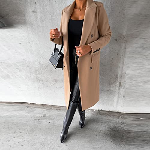 Long Winter Coats for Women Double Breasted Jacket Thicken Peacoat - image 3