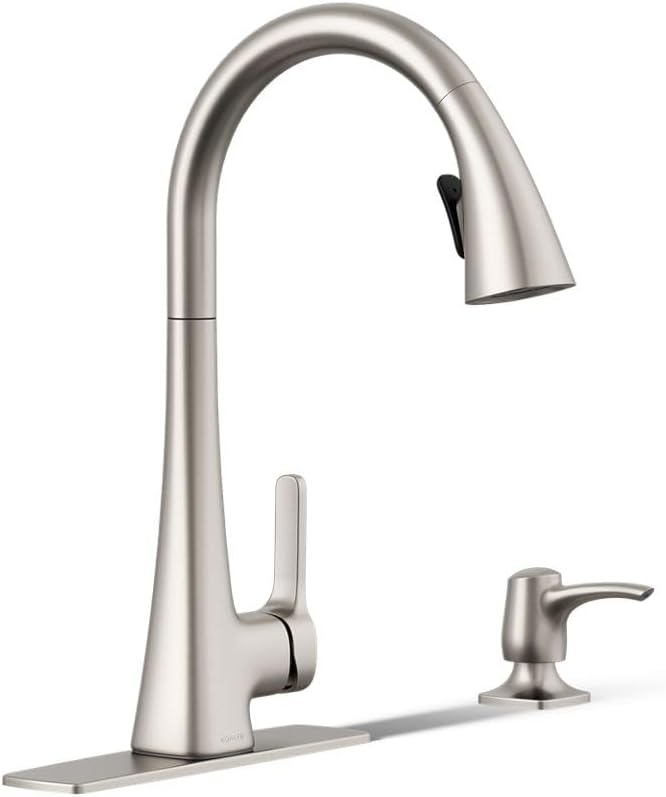 KOHLER R22867-SD-VS Maxton Pull-Down Kitchen Faucet with Soap Dispenser/Lotion Dispenser, Kitchen Sink Faucet with Pull Down Sprayer, Vibrant Stainless product image