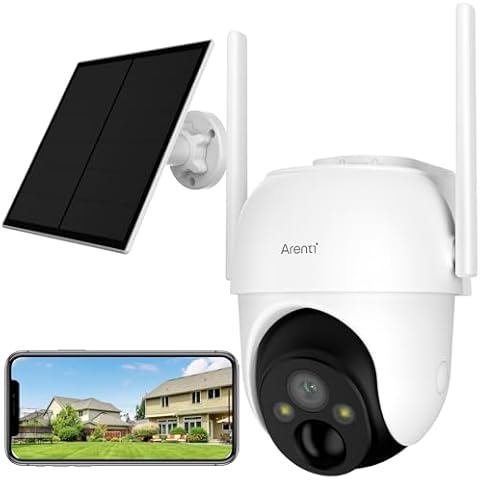 ARENTI Security Cameras Wireless Outdoor, 2K Solar Outdoor Camera 360° View Battery Powered Security Camera, PIR Motion Detection, 2-Way Audio, Color Night Vision(Only 2.4G) Cover